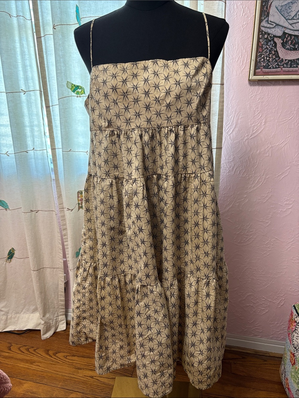 Levi's Cream Midi Dress with Navy Starburst Print